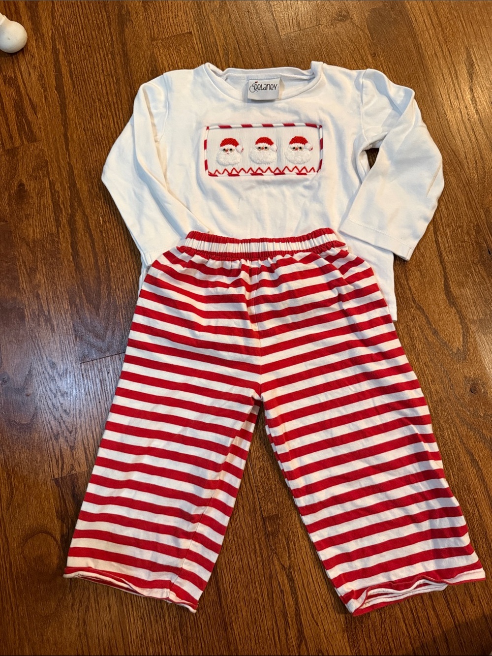 Children's Mulberry Red & White Santa Stripe Pajama Set